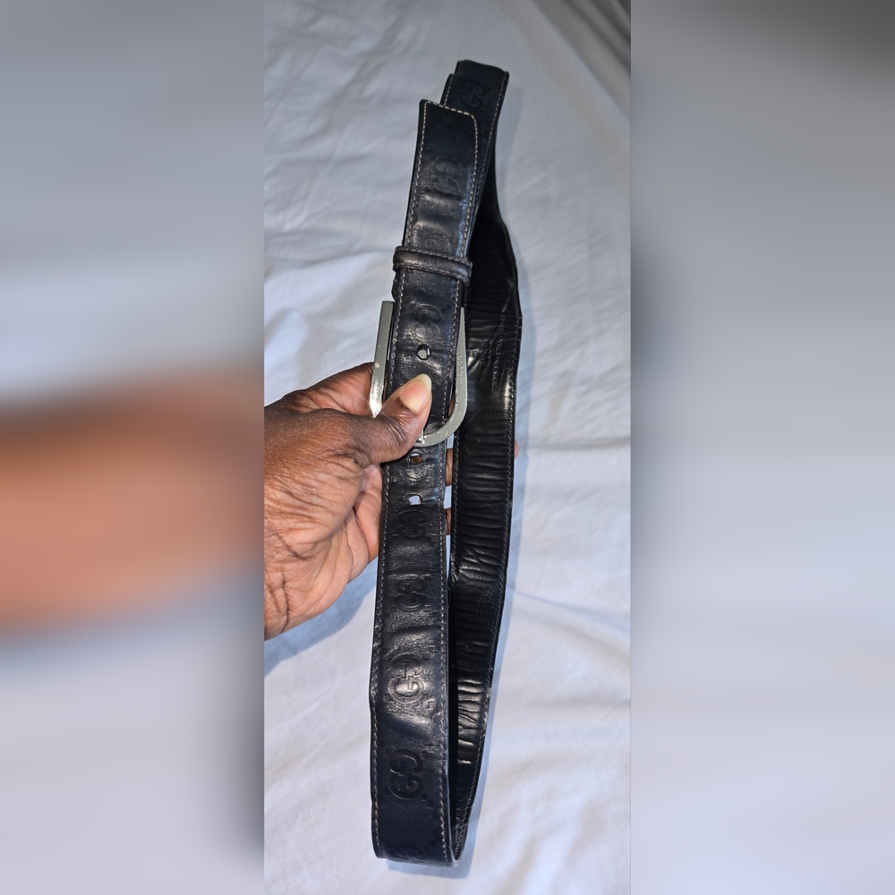 Gucci Leather Belt with Silver Buckle